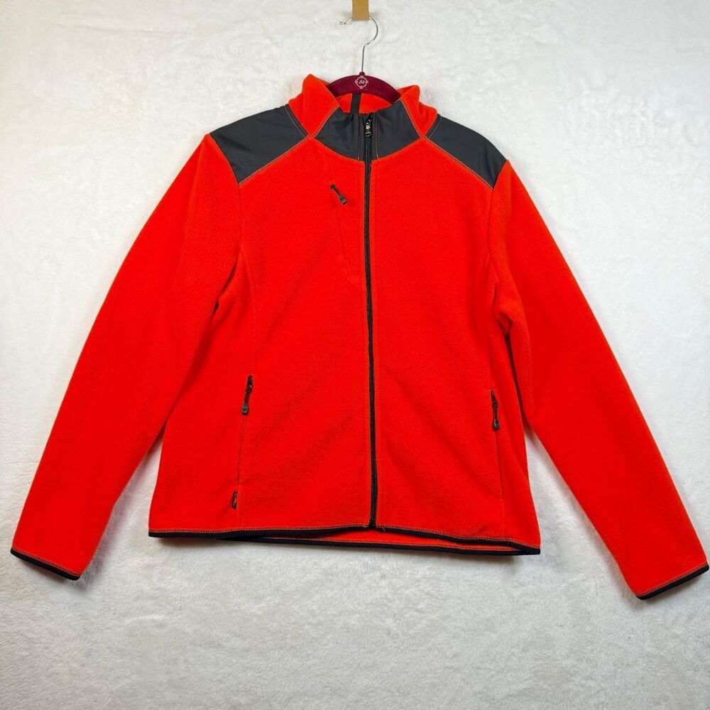 Lauren Ralph Lauren LRL Active Orange Fleece Jacket Women’s Large Full Zip